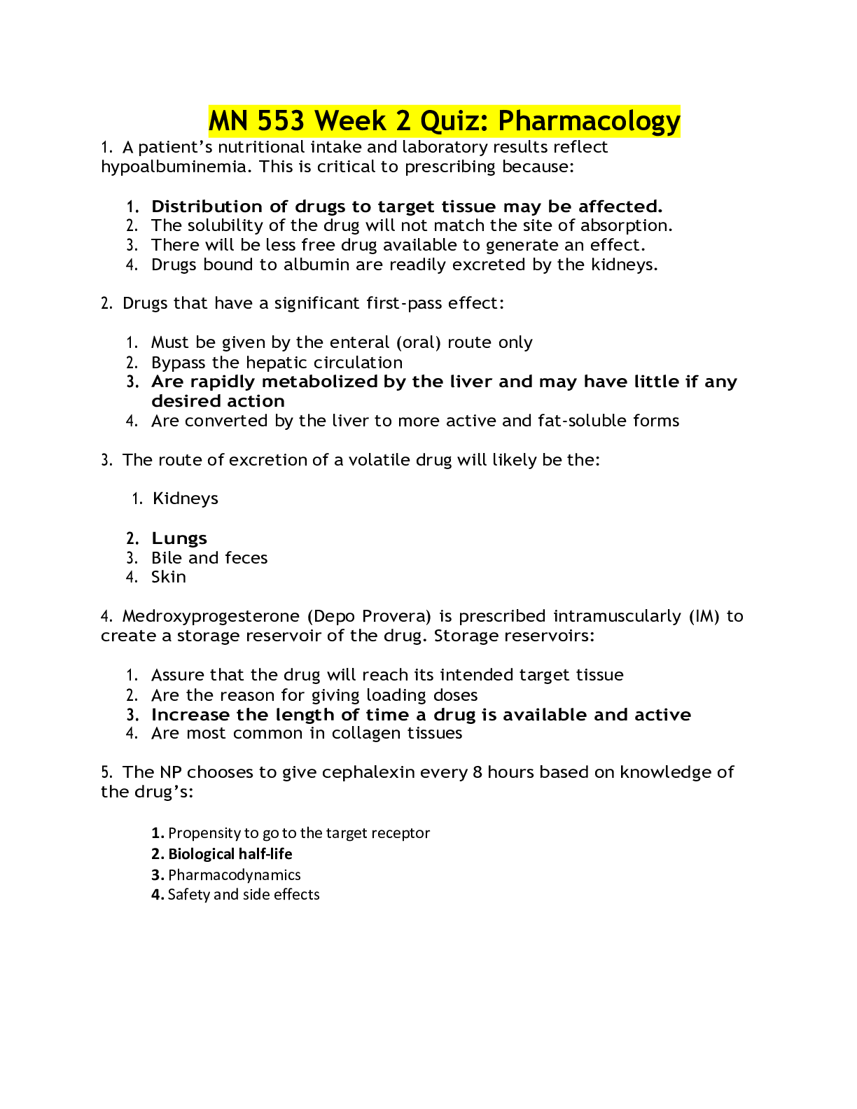 Preview image for MN 553 Week 2 Quiz: Pharmacology